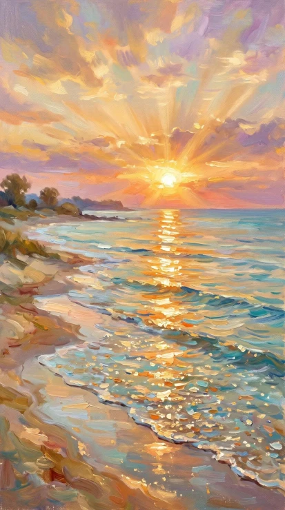 Radiant Coastal Solitude (PRT-16861-124413) - Canvas Art Print - 33in X 60in