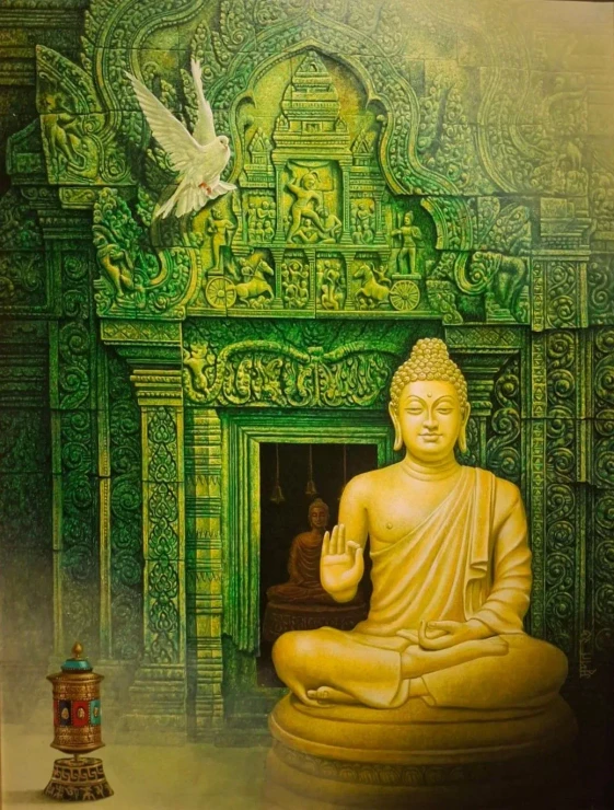 Door Of Peace (ART-1758-125026) - Handpainted Art Painting - 36in X 48in