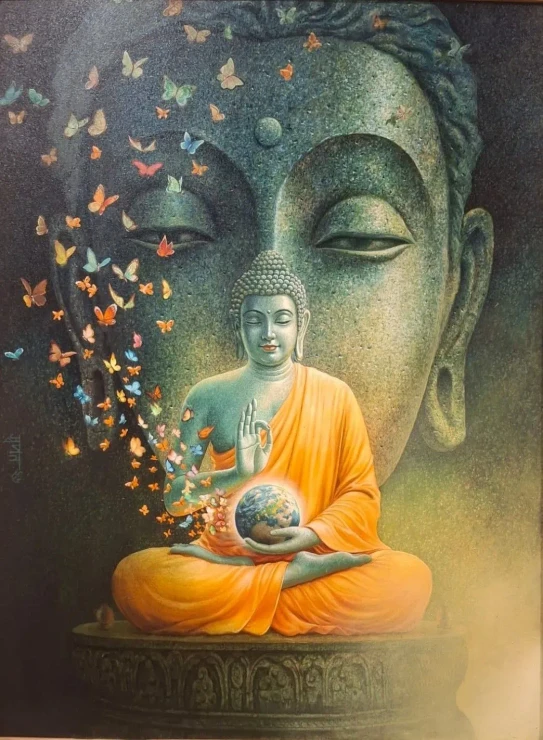 Mindful Cosmos (ART-1758-125025) - Handpainted Art Painting - 30in X 40in