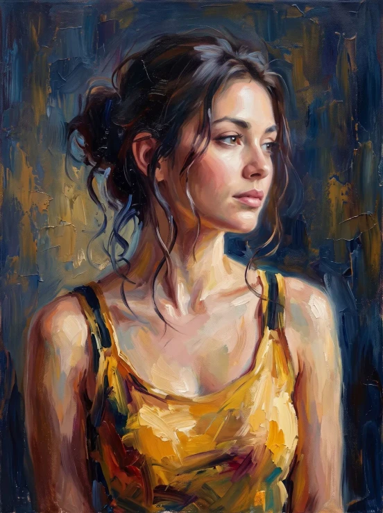 Contemplation In Gold And Blue (PRT-16861-125135) - Canvas Art Print - 45in X 60in