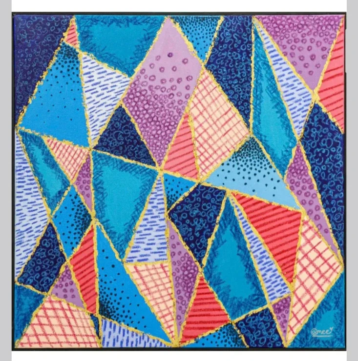 Geometric Abstract (ART-18952-125185) - Handpainted Art Painting - 24in X 24in