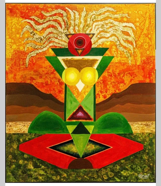 Shakti In Meditation (ART-18952-125179) - Handpainted Art Painting - 30in X 36in