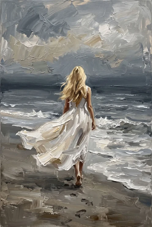 Windswept Walk Toward The Sea (PRT-15697-125311) - Canvas Art Print - 40in X 60in