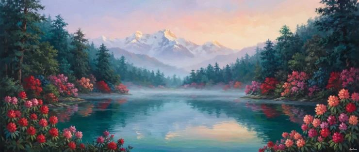 Dawn Light At Dodital (PRT-15697-125047) - Canvas Art Print - 60in X 25in