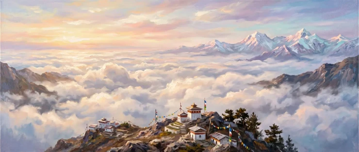 Dawn Above The Clouds (PRT-15697-124917) - Canvas Art Print - 60in X 25in