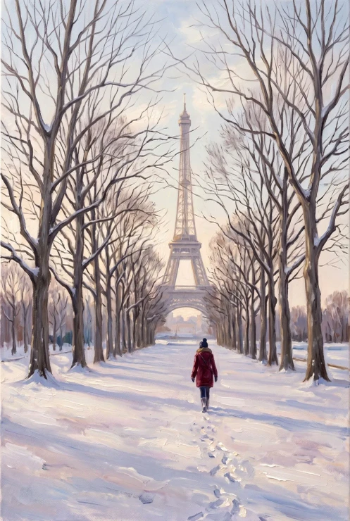 Winter Silence At Champ De Mars (PRT-15697-124960) - Canvas Art Print - 40in X 60in