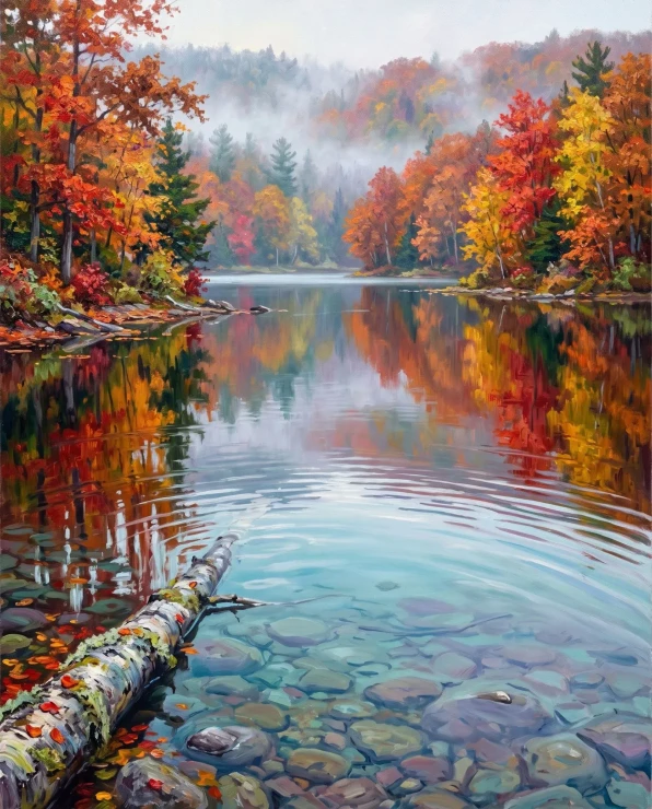 Whispers Of Autumn Mist (PRT-15697-124956) - Canvas Art Print - 48in X 60in