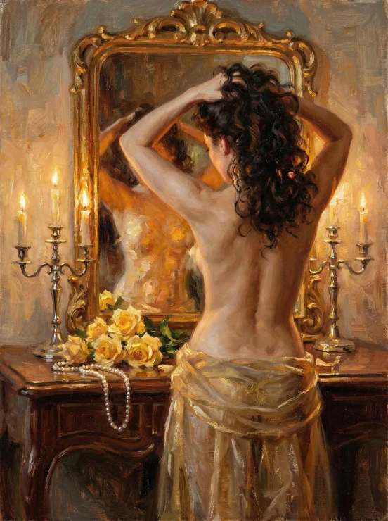 Reflections In Candlelight (PRT-16861-124806) - Canvas Art Print - 45in X 60in