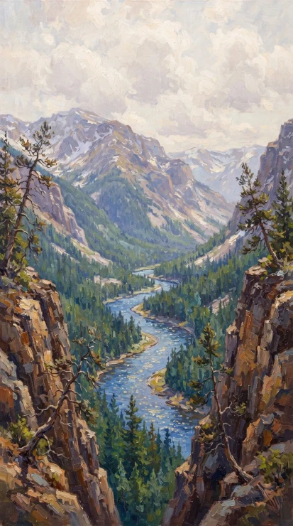 Canyon River Symphony (PRT-16861-124402) - Canvas Art Print - 33in X 60in