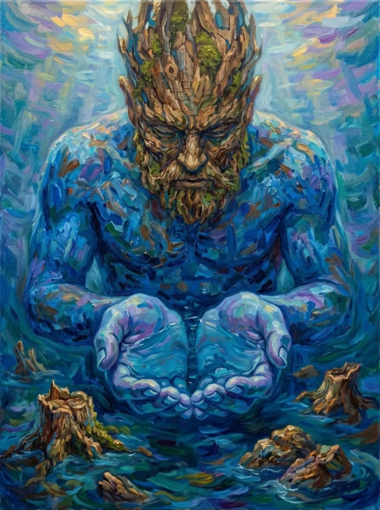 Submerged Vision In Cobalt (PRT-15697-125543) - Canvas Art Print - 45in X 60in