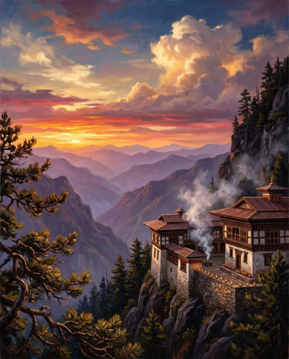 Sanctuary Above Molten Valleys (PRT-15697-125448) - Canvas Art Print - 48in X 60in