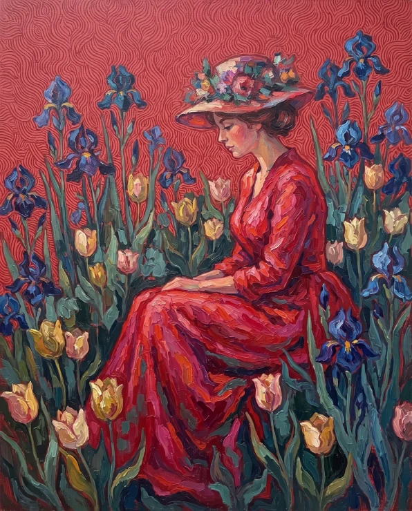 Rhythm In The Iris Garden (PRT-16861-125130) - Canvas Art Print - 48in X 60in