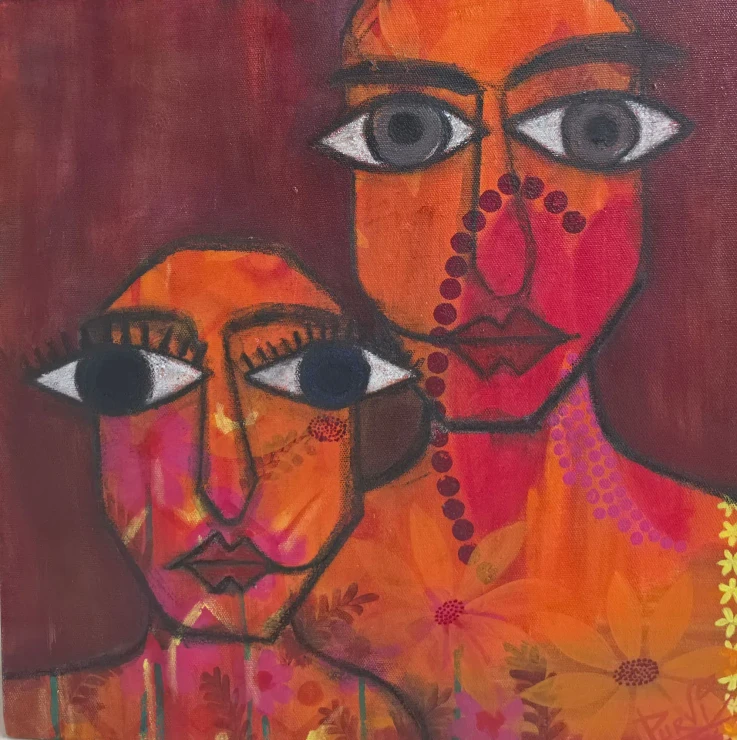Together-1 (ART-18664-125378) - Handpainted Art Painting - 15in X 15in