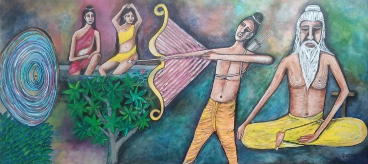Eye On The Goal (ART-17698-125561) - Handpainted Art Painting - 54in X 24in