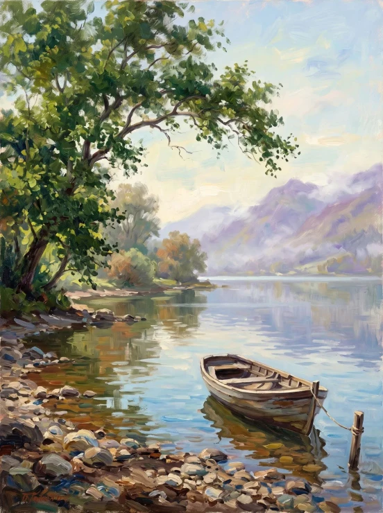 Lakeside Whispers In Cerulean (PRT-15697-125409) - Canvas Art Print - 45in X 60in