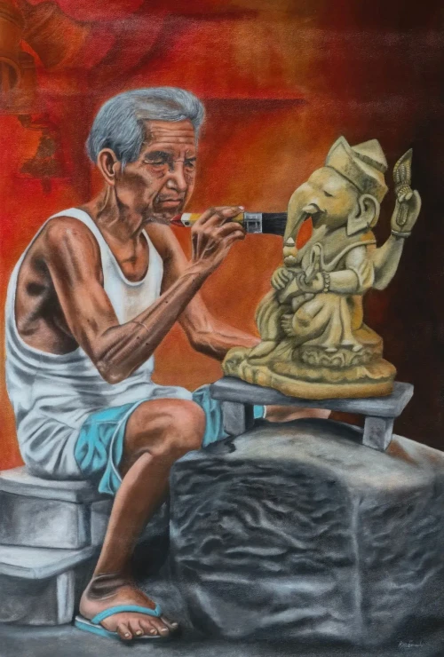 Hands Of Devotion (ART-19077-126318) - Handpainted Art Painting - 24in X 36in