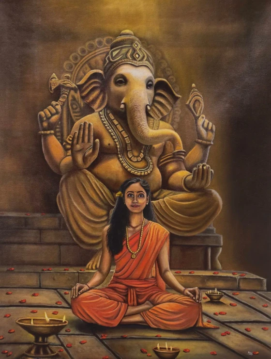 The Quiet Prayer (ART-19077-126316) - Handpainted Art Painting - 30in X 40in