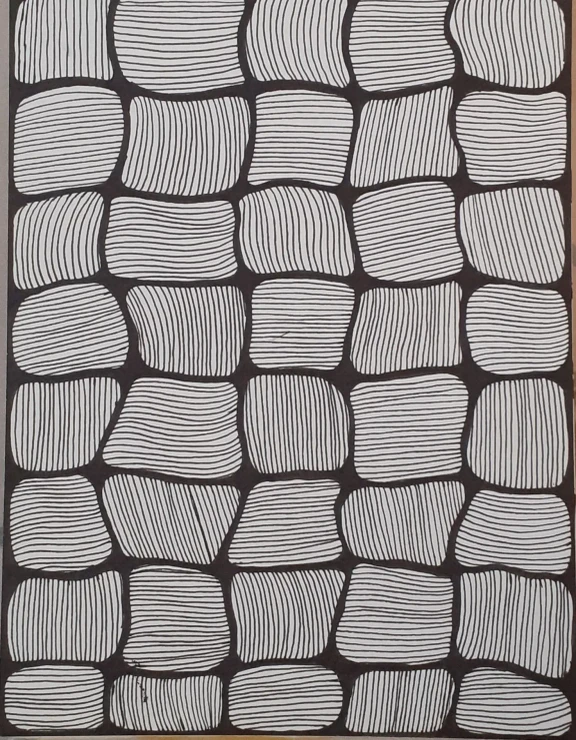 Organic Rhythm – Hand-Drawn Line Pattern (ART-18546-125890) - Handpainted Art Painting - 8in X 8in