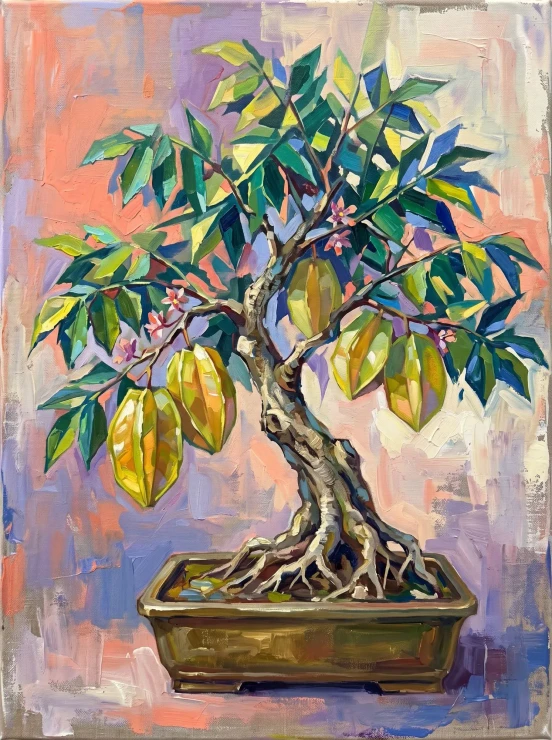 Sculptural Desert Rose Bonsai (PRT-15697-125972) - Canvas Art Print - 45in X 60in