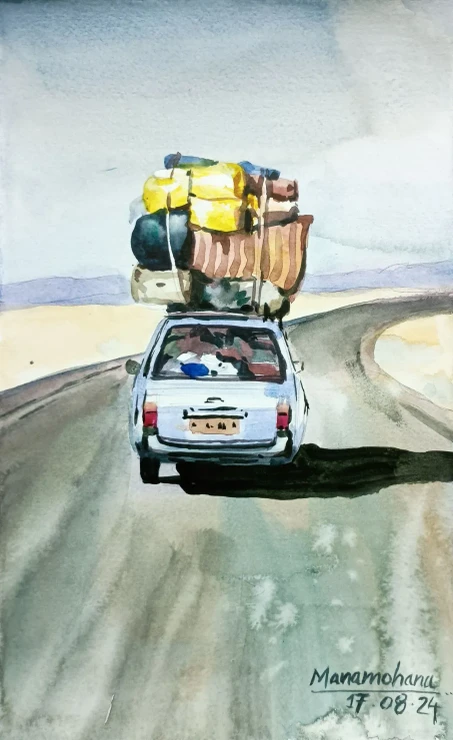 Miles From Home – A Journey Beyond The Horizon (PRT-19003-126039) - Canvas Art Print - 15in X 24in