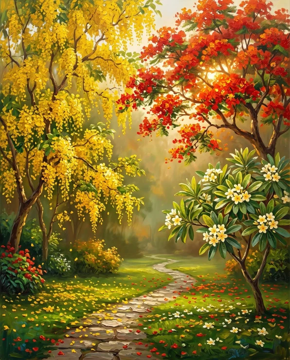 Golden Canopy Of Summer (PRT-15697-125846) - Canvas Art Print - 48in X 60in