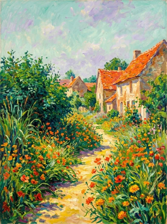 Sunlit Garden Path (PRT-15697-125628) - Canvas Art Print - 45in X 60in