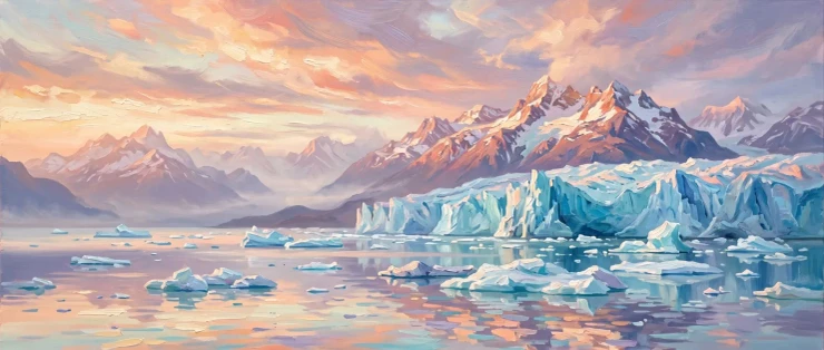 Patagonian Dawn On Ice (PRT-15697-124902) - Canvas Art Print - 60in X 25in
