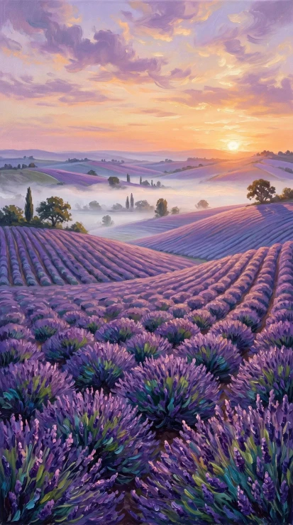 Lavender Whispers At Twilight (PRT-16861-124501) - Canvas Art Print - 33in X 60in