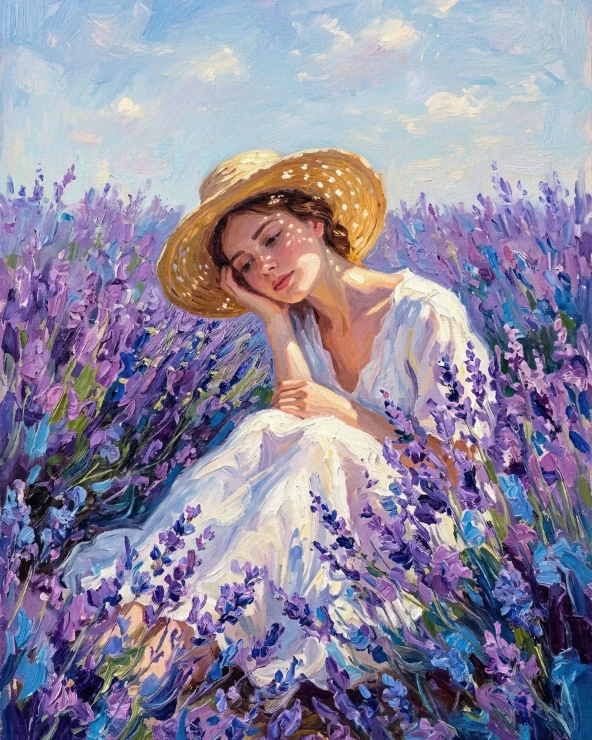 Serenade In The Lavender Field (PRT-16861-125143) - Canvas Art Print - 48in X 60in