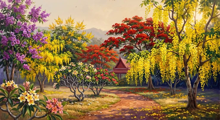 Canopies Of Golden Heat (PRT-15697-125872) - Canvas Art Print - 60in X 33in