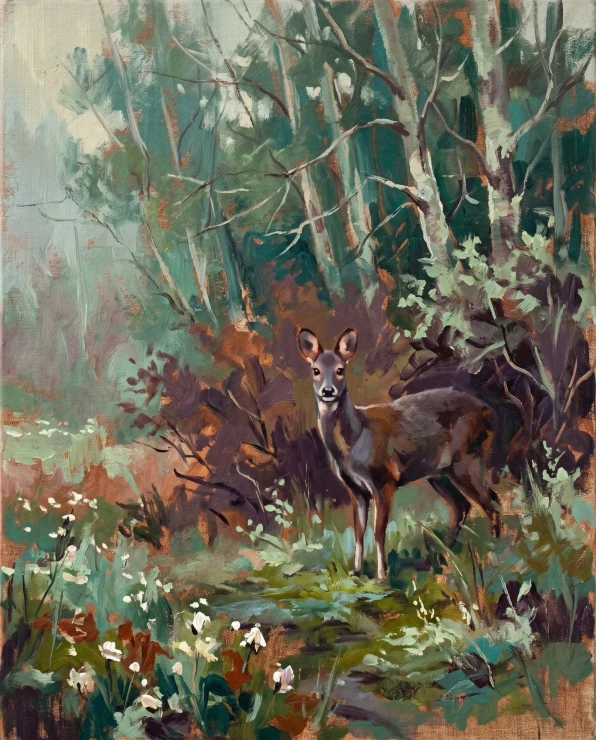 Haze At The Birch Edge (PRT-15697-125667) - Canvas Art Print - 48in X 60in