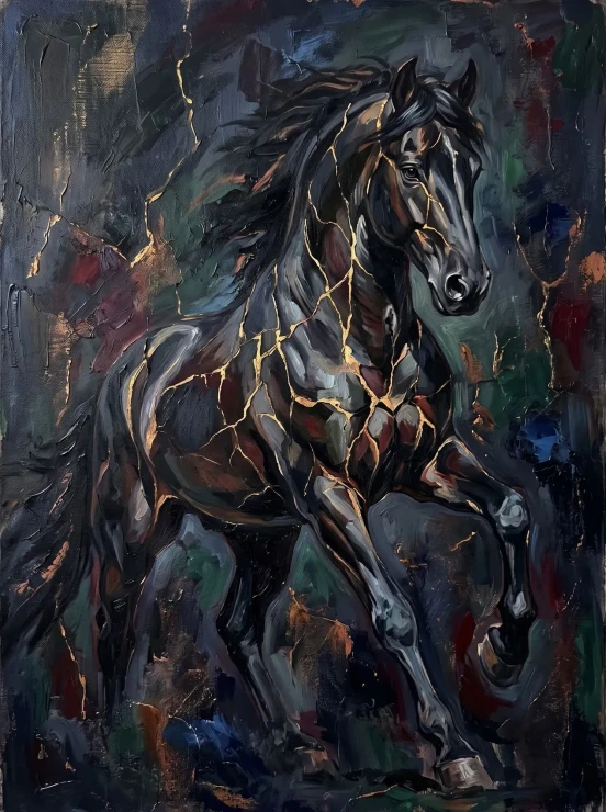 Obsidian Golden Mane (PRT-15697-126485) - Canvas Art Print - 45in X 60in