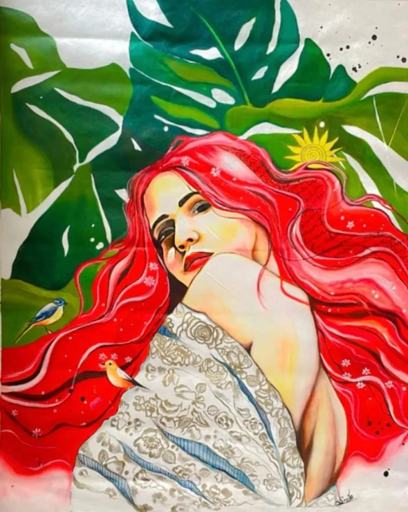 Handmade Woman Modern Canvas Painting (ART-8339-126414) - Handpainted Art Painting - 24in X 30in