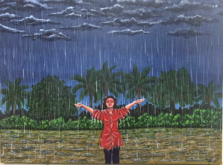 Monsoon 1 (ART-18664-126347) - Handpainted Art Painting - 24in X 18in