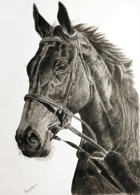 Horse (ART-19099-126596) - Handpainted Art Painting - 11in X 14in