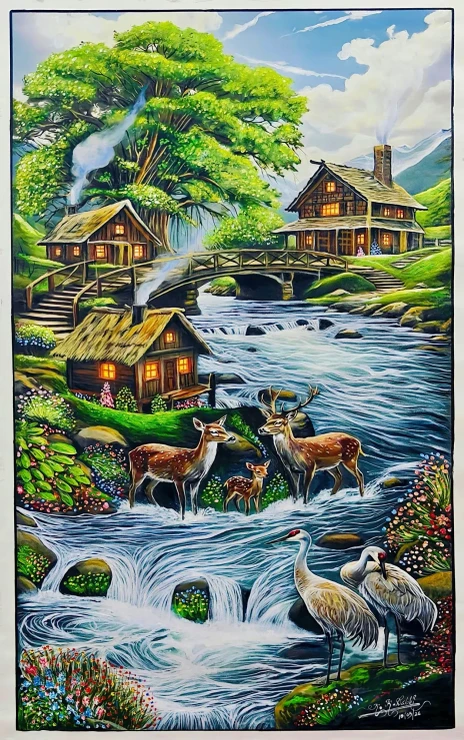 Landscape (ART-18830-126541) - Handpainted Art Painting - 24in X 39in