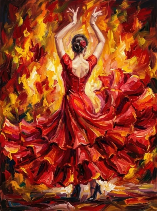 Crimson Cadence In Motion (PRT-15697-126852) - Canvas Art Print - 45in X 60in