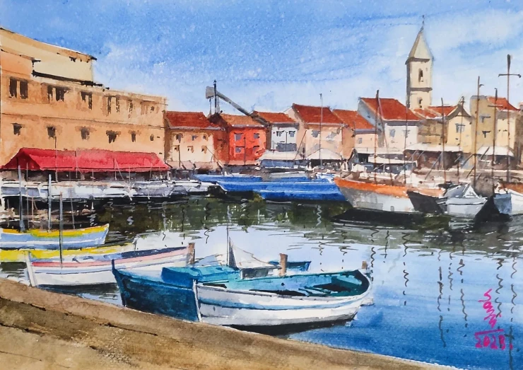 Cityscape (ART-7901-126721) - Handpainted Art Painting - 12in X 8in
