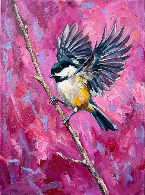 Avian Rhythm In Magenta (PRT-15697-126812) - Canvas Art Print - 45in X 60in
