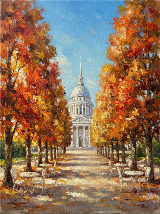 Avenue Of Gold And Shadows (PRT-15697-127054) - Canvas Art Print - 45in X 60in
