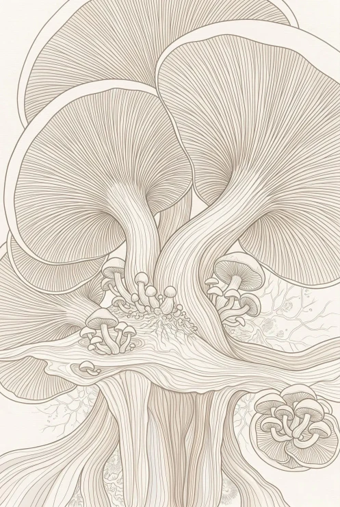 Submerged Fungal Silhouettes (PRT-15697-127552) - Canvas Art Print - 40in X 60in