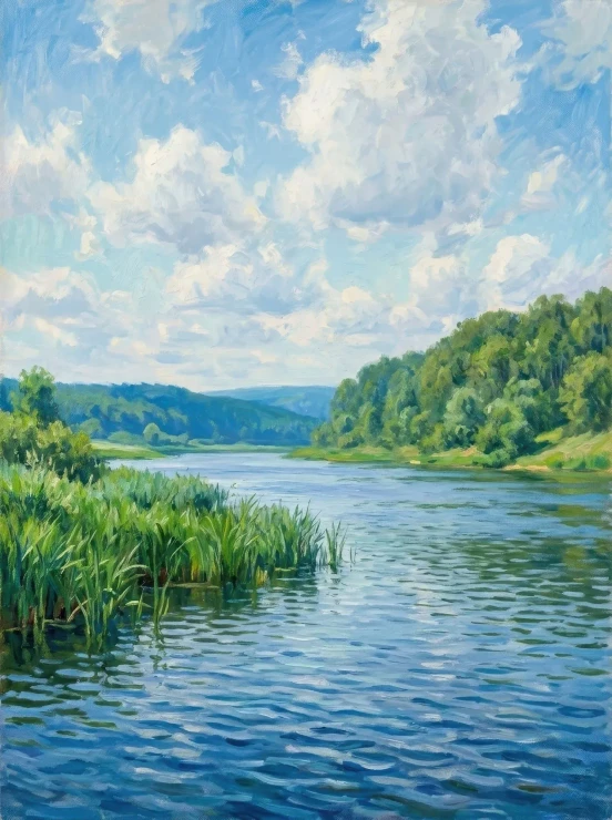 Breezy Summer River Symphony (PRT-15697-126750) - Canvas Art Print - 45in X 60in