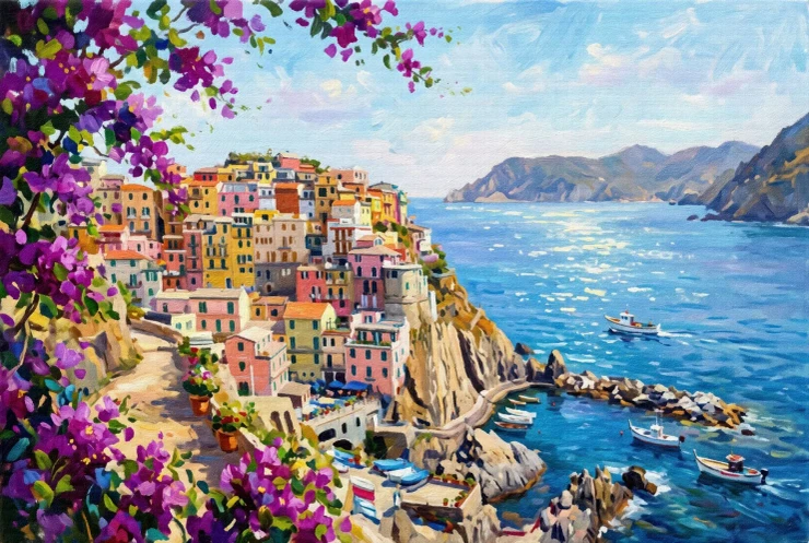 Vibrant Coastal Cliffs (PRT-15697-127268) - Canvas Art Print - 60in X 40in