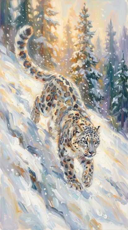 Descent Through The Flurry (PRT-15697-126695) - Canvas Art Print - 33in X 60in