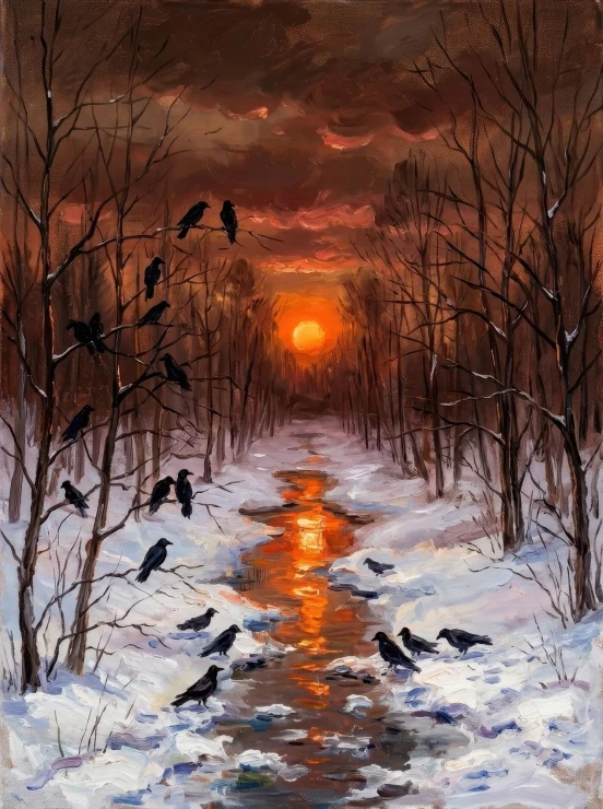Solitary Path Through Winter Woods (PRT-15697-126838) - Canvas Art Print - 45in X 60in