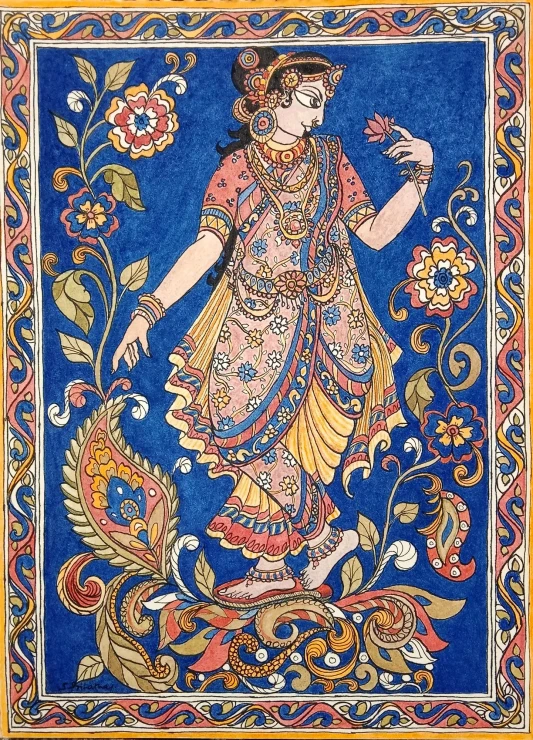 Woman - Kalamkari Inspired - Extra Large Canvas Prints Available At Lower Costs (PRT-19066-127490) - Canvas Art Print - 22in X 30in