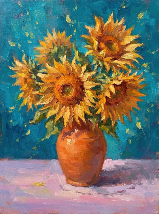 Sunlit Terracotta Blossoms (PRT-15697-127013) - Canvas Art Print - 45in X 60in