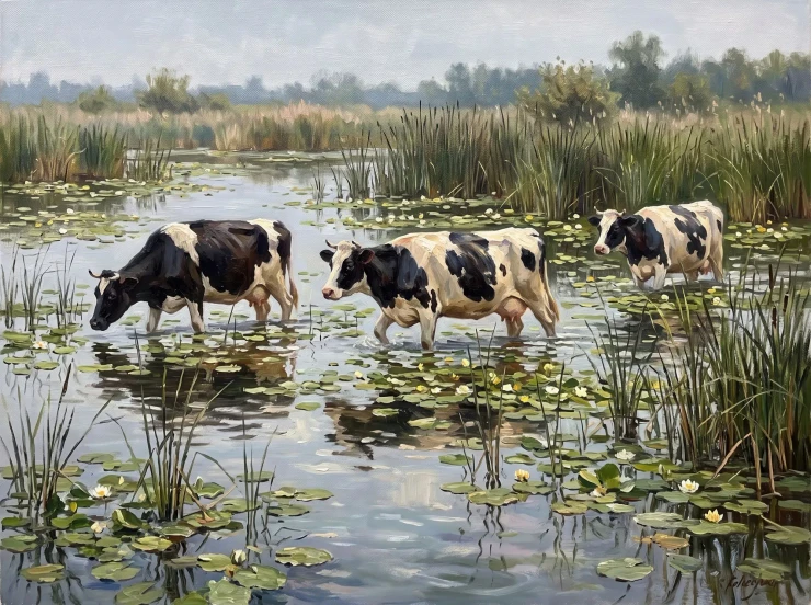 Tranquil Refuge Among Reeds (PRT-15697-127157) - Canvas Art Print - 60in X 45in