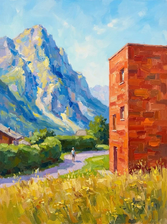 Sunlit Mountain Geometry (PRT-15697-127012) - Canvas Art Print - 45in X 60in