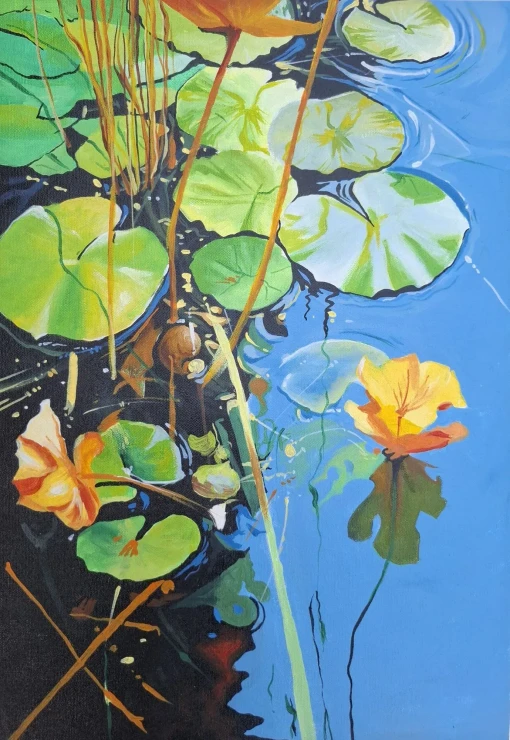 Lotus (ART-329-127690) - Handpainted Art Painting - 12in X 16in